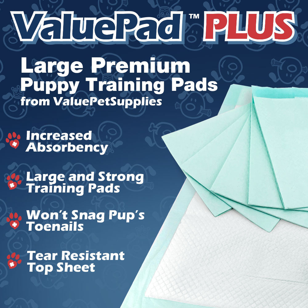 ValuePad Plus Puppy Pads, Large 28x30 Inch, 300 Count BULK PACK - Premium Pee Pads for Dogs, Tear Resistant, Super Absorbent Polymer Gel Core, 5-Layer Design 